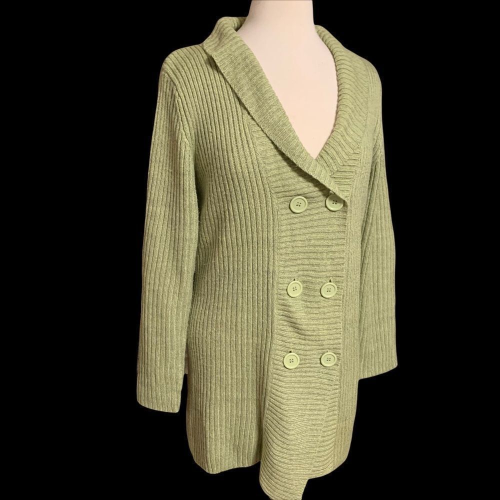 Coatigan Cardigan Double Breasted Long Sleeved Sweater LG
